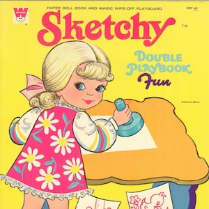Printable pdf, vintage paper solls sketchy doll 1970