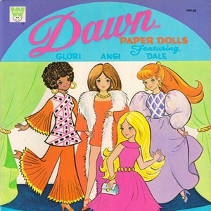 Pdf instant digital, vintage paper dolls dawn fashion dolls retro 1971