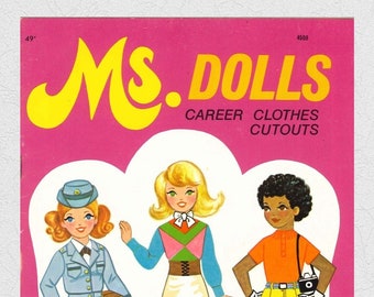 Pdf printable digital, vintage paper dolls Ms. Girls  Career Clothes Cutouts