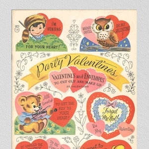 Digital paper dolls, pdf digital, Party Valentines