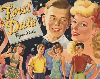 Digital paper dolls, vintage paper dolls first date c. 1944