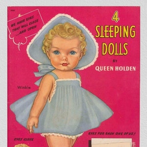 Pdf printable digital, vintage paper dolls Toddler Sleeping Dolls 1945