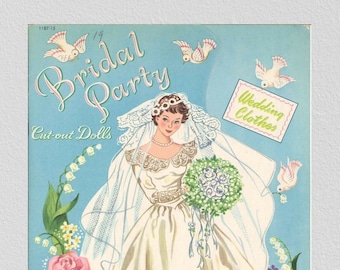 Pdf printable digital, vintage paper dolls Bridal Party 1950