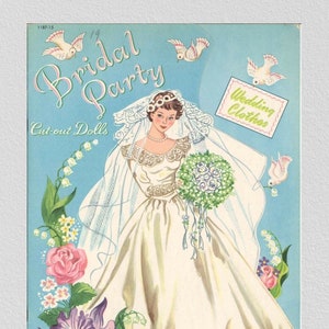 Pdf printable digital, vintage paper dolls Bridal Party 1950