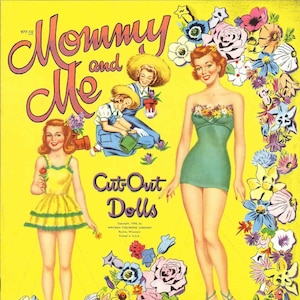 Pdf instant, vintage paper dolls mommy and me cut out dolls c. 1954