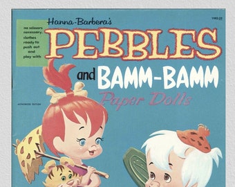 Vintage paper dolls Pebbles Flintstone,printable digital pdf