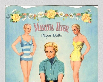 Vintage paper dolls Martha Hyer,printable digital pdf