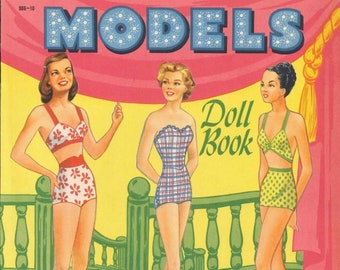Pdf instant, vintage paper dolls models doll book c. 1940s