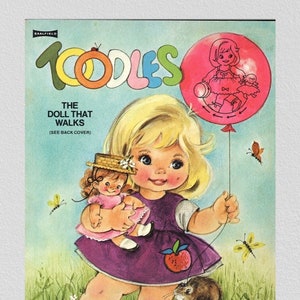 Pdf printable digital, vintage paper dolls Toodles The Doll That Walks