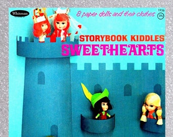 Pdf imprimible digital, muñecas de papel vintage Liddle Kiddles Storybook Sweethearts 1968