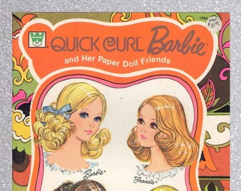 Digital pdf, vintage paper dolls Quick Curl Barbie 1973