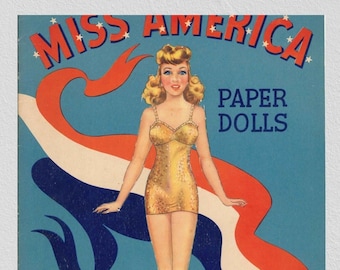 Vintage paper Miss America,digital download