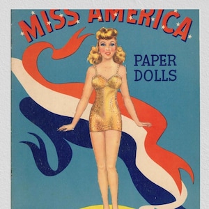 Vintage paper Miss America,digital download