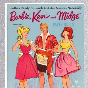 Pdf instant, vintage paper dolls Barbie Ken Midge 1963