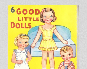 Digital paper dolls,pdf instant,6 good little dolls cut-outs 1941