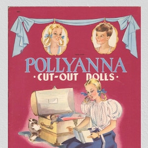 Girl paper doll, vintage paper dolls pollyanna cut out dolls c. 1941