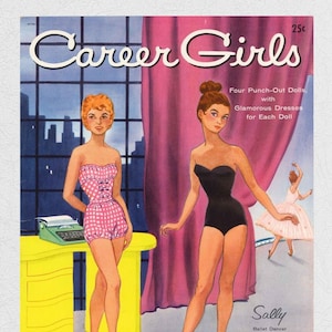 Girl paper doll, vintage paper dolls Career Girls c. 1950s