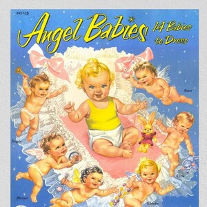 Pdf printable digital, vintage paper dolls Angel Babies
