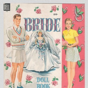 Pdf printable digital, vintage paper dolls Bride 1957