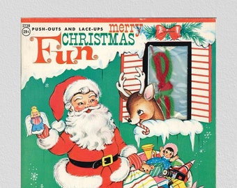 Pdf printable digital, vintage paper dolls Merry Christmas Fun