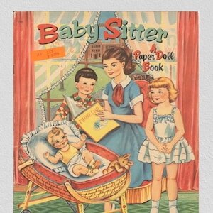 Vintage paper dolls,printable digital pdf,Baby Sitter A Paper Doll Boo