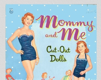 Vintage paper dolls mommy and me cut out dolls c. 1955, digital download