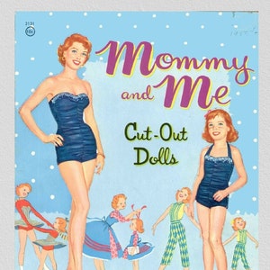 Vintage paper dolls mommy and me cut out dolls c. 1955, digital download