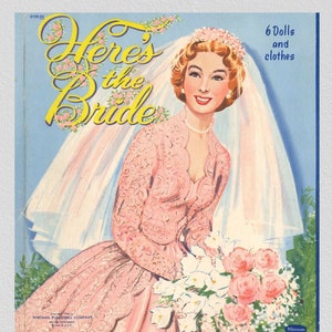 Vintage paper dolls Heres The Bride,printable digital pdf
