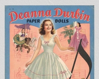 Pdf printable digital, vintage paper dolls Deanna Durbin 1941