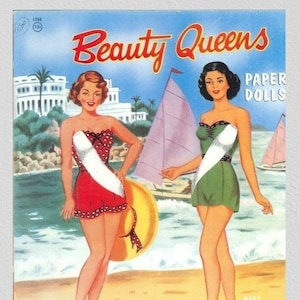 Vintage paper dolls beauty queens,printable digital pdf