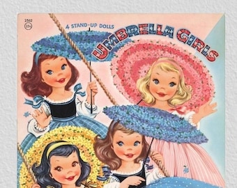 Vintage paper dolls Umbrella Girls,digital,pdf,download