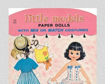 Pdf imprimible digital, muñecas de papel vintage Little Models 1950