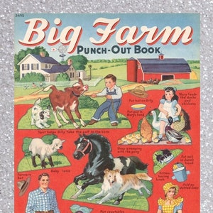 Vintage paper dolls printable digital pdf Big farm punch-out