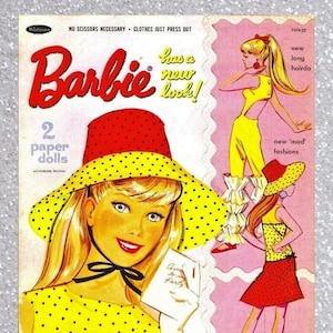 Printable digital pdf, instant vintage paper dolls Barbie Has A New Look 1967