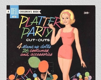Vintage paper dolls Platter Party 1961,printable digital pdf
