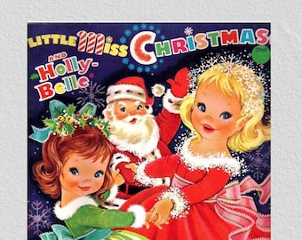 Girl paper doll, vintage paper dolls little miss Christmas and Holly 1965