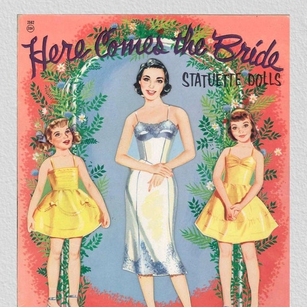 Pdf printable digital, vintage paper dolls Here Comes The Bride