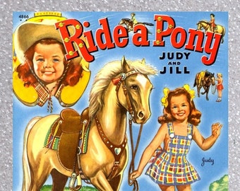 PDF 印刷可能なデジタル、ビンテージ紙人形 Ride A Pony