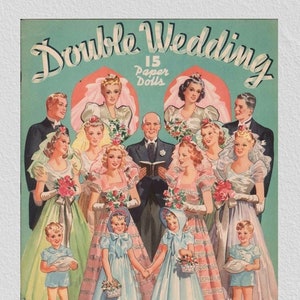 Pdf printable digital, vintage paper dolls Double Wedding 1939