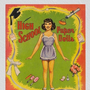 Pdf printable digital, vintage paper dolls High School 1947