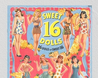 Pdf printable digital, vintage paper dolls Sweet 16 Dolls