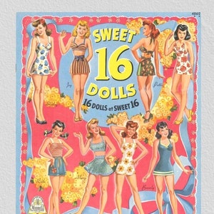 Pdf printable digital, vintage paper dolls Sweet 16 Dolls
