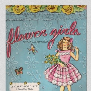 Digital paper dolls download pdf,retro Flower Girls 1957