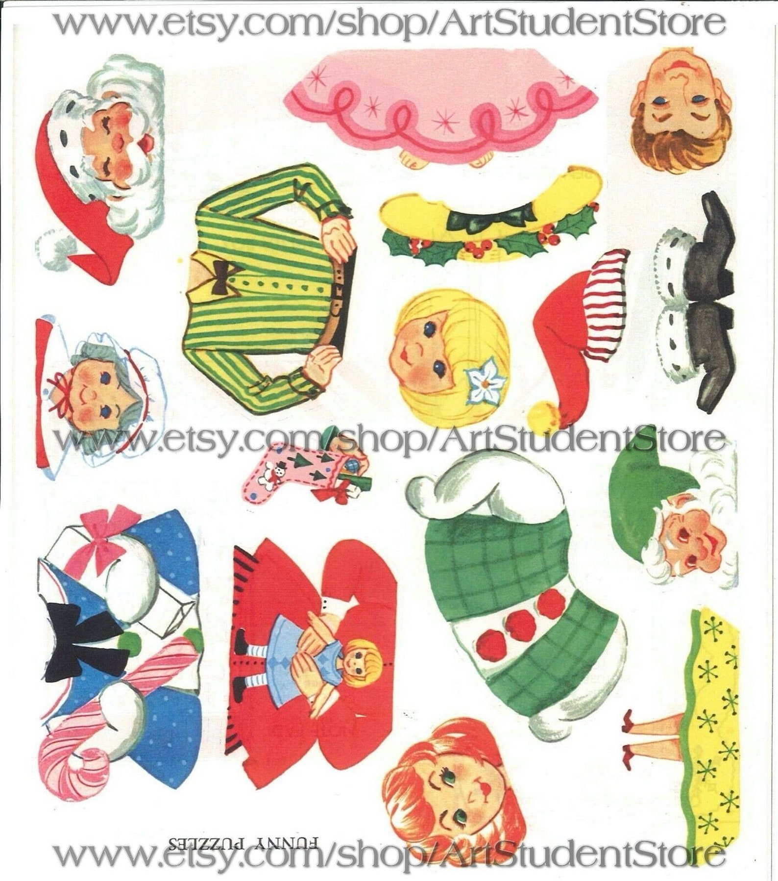 Pdf Printable Digital Vintage Santas Holiday Activity Sticker - Etsy