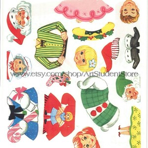 Pdf Printable Digital, Vintage Santas Holiday Activity Sticker Fun Book ...