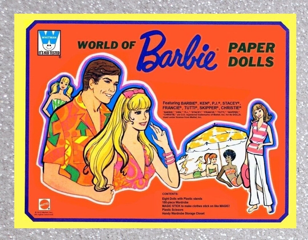 Printable Digital Pdf, Instant Vintage Paper Dolls World Barbie 1972 Etsy