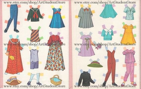 Vintage Paper Dolls the Ginghams C. 1976 Sunbonnet Prairie Girls 4 Sisters  Vintage Ephemera Clip Art PDF Instant Download 