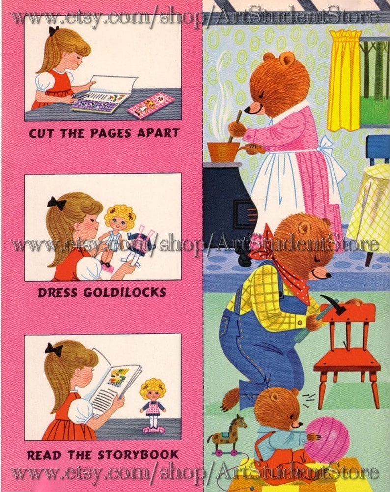 Vintage Paper Dolls Story to Read Goldilocks instant Digital Etsy