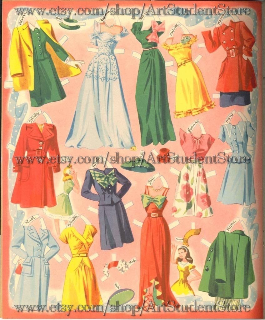 Pdf Printable Digital Vintage Paper Dolls Sweet 16 Dolls - Etsy