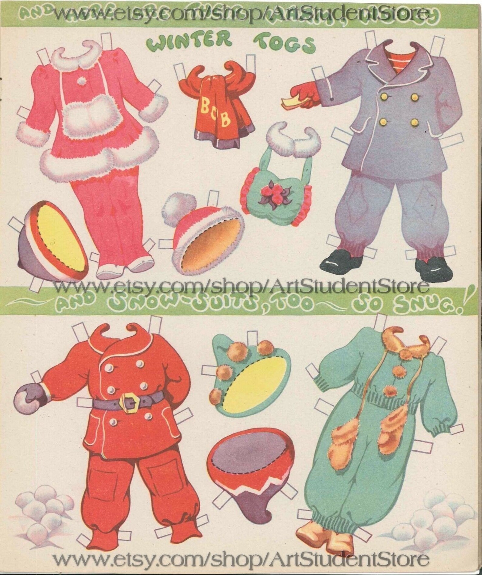 Pdf Printable Digital Vintage Paper Dolls Betty Bob 1945 - Etsy